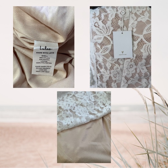 Lulus White Lace Nude Color Lining Formal NWT - Picture 7 of 8